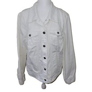 Great Northwest White Jean Jacket Mid Weight Cotton/Spandex Denim Women's SZ M